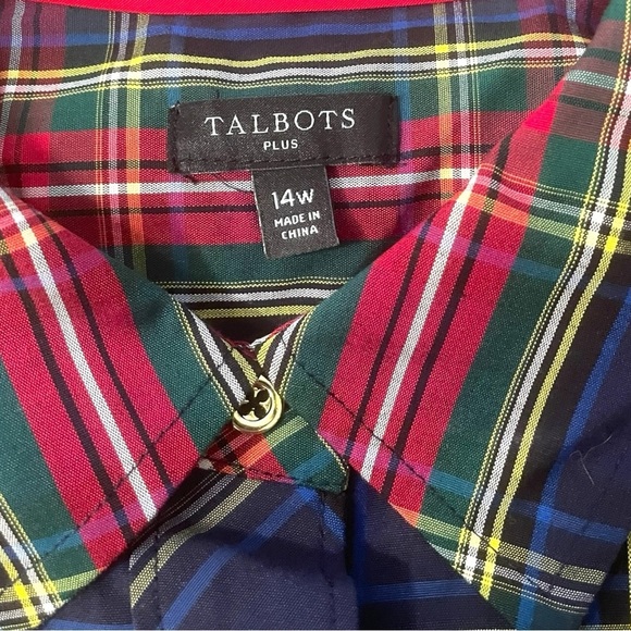 TALBOTS Plaid Tartan Perfect Shirt with Gold Buttons Women’s Plus 14 - Picture 6 of 10